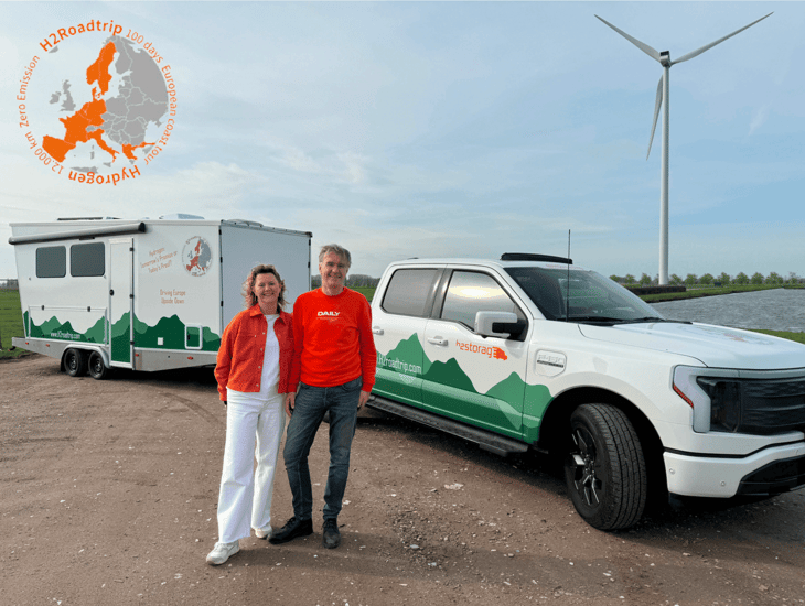Dutch couple on 12,000km zero-emission hydrogen-fuelled road trip