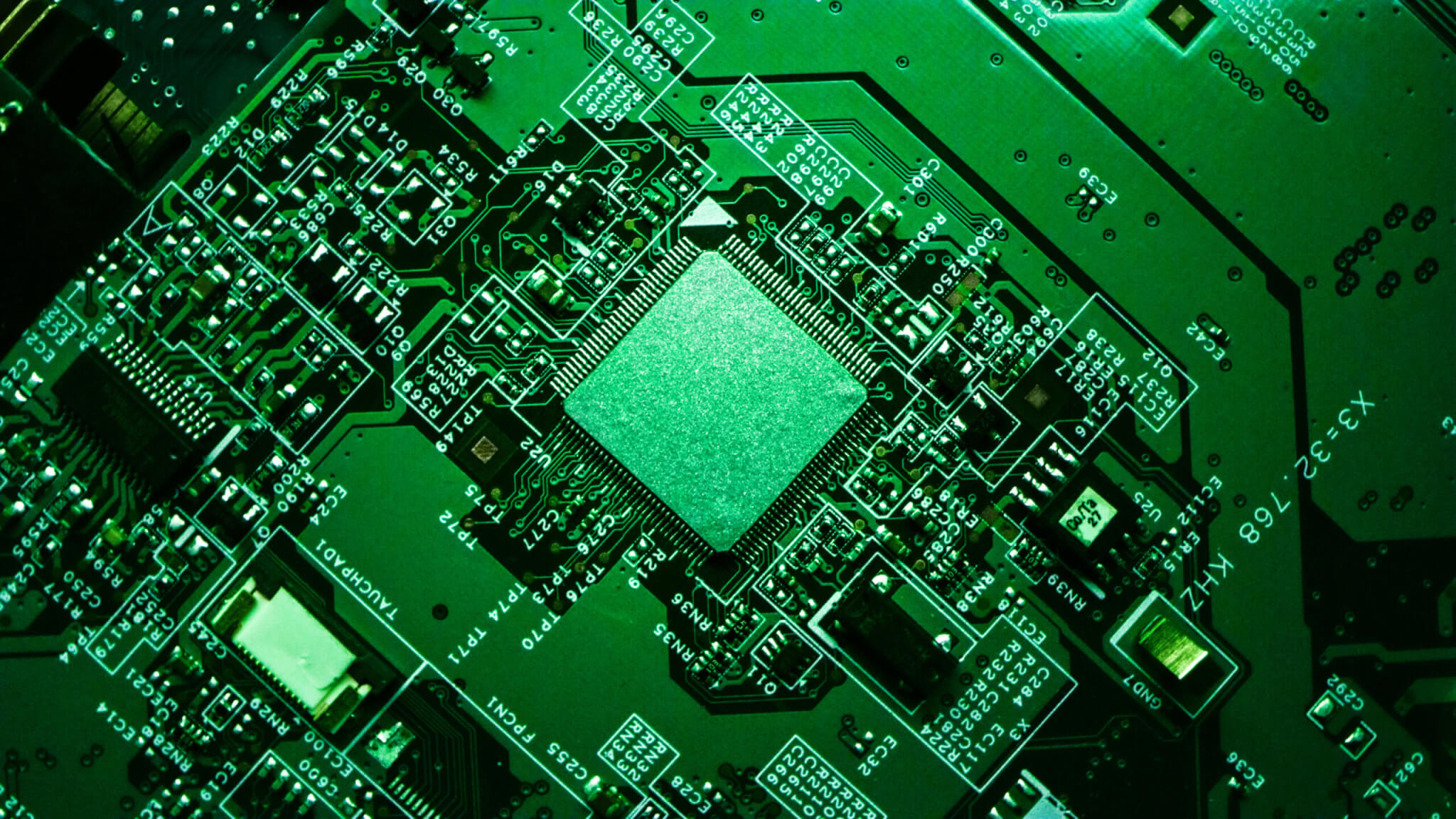 green computer chip
